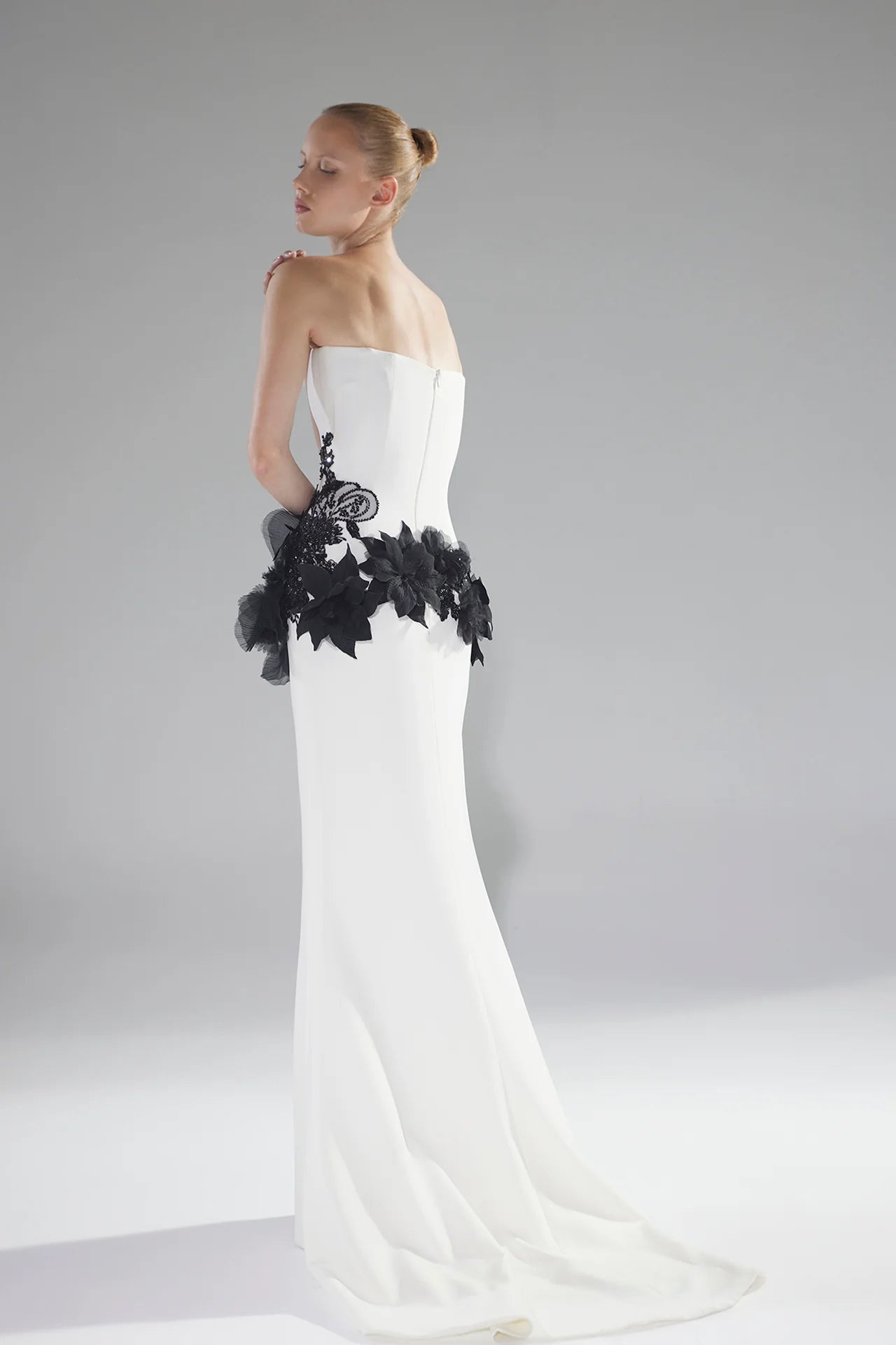 Organza Appliqué Column Gown