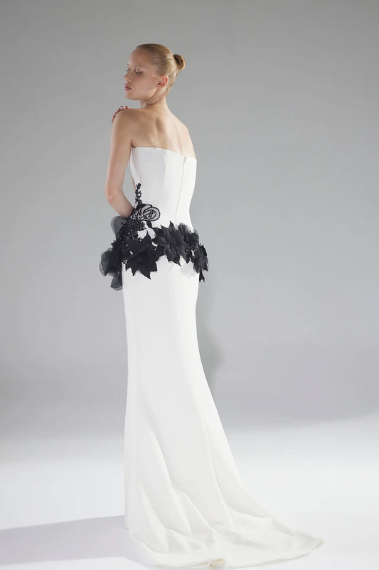 Organza Appliqué Column Gown
