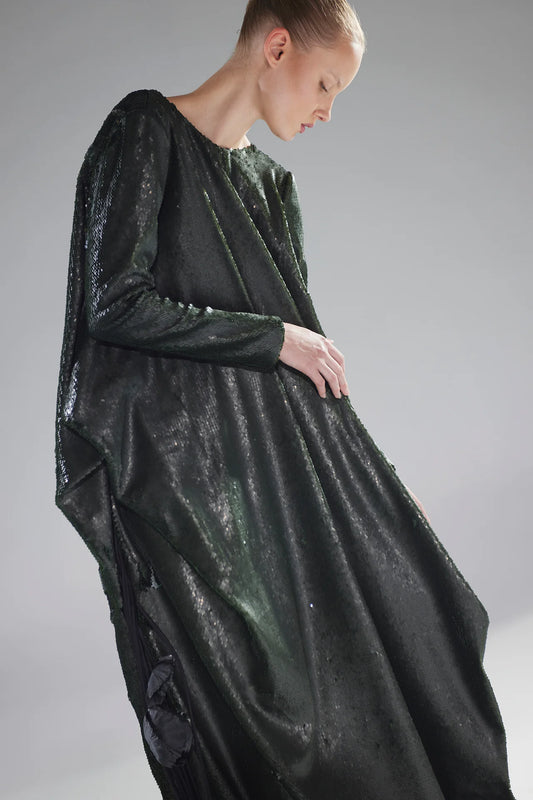 Green Sequin Tunic Gown