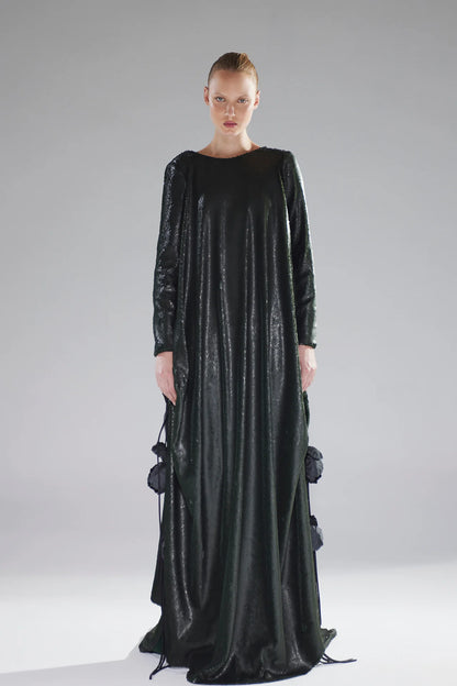 Green Sequin Tunic Gown