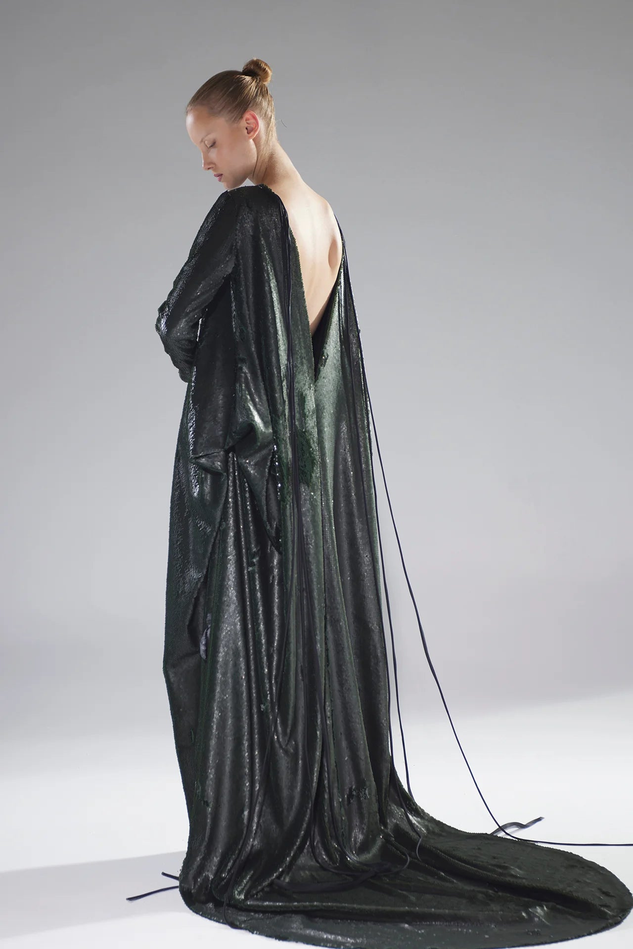 Green Sequin Tunic Gown