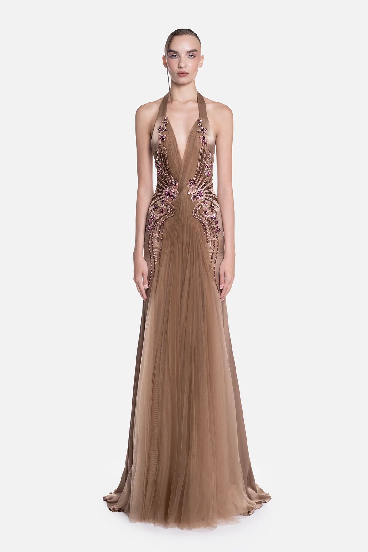 Vestido halter sin mangas