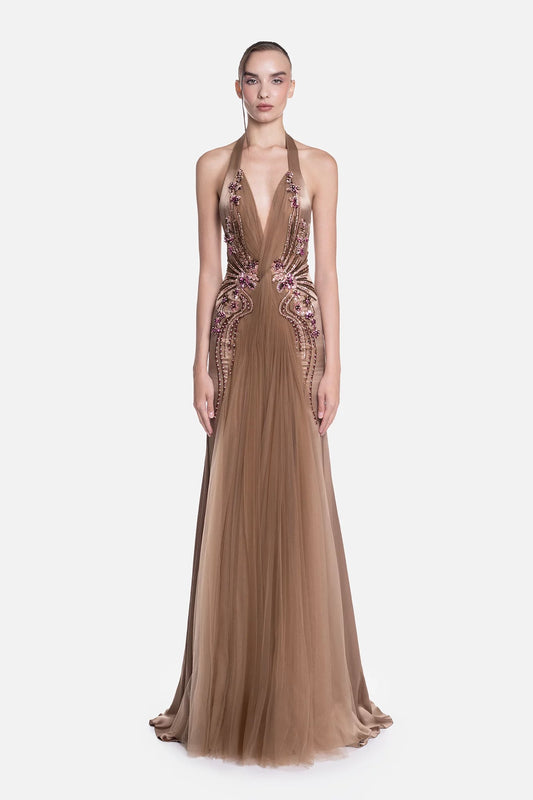 Vestido halter sin mangas