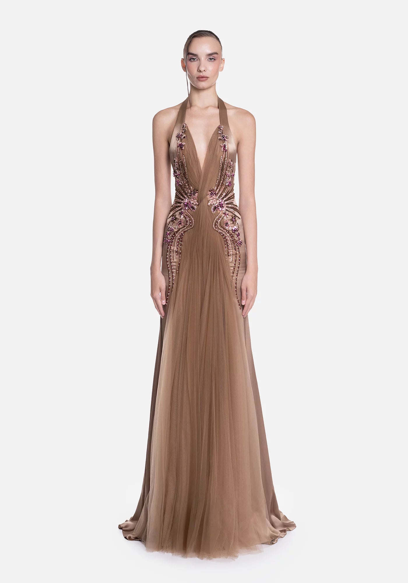 Sleeveless Halter Gown