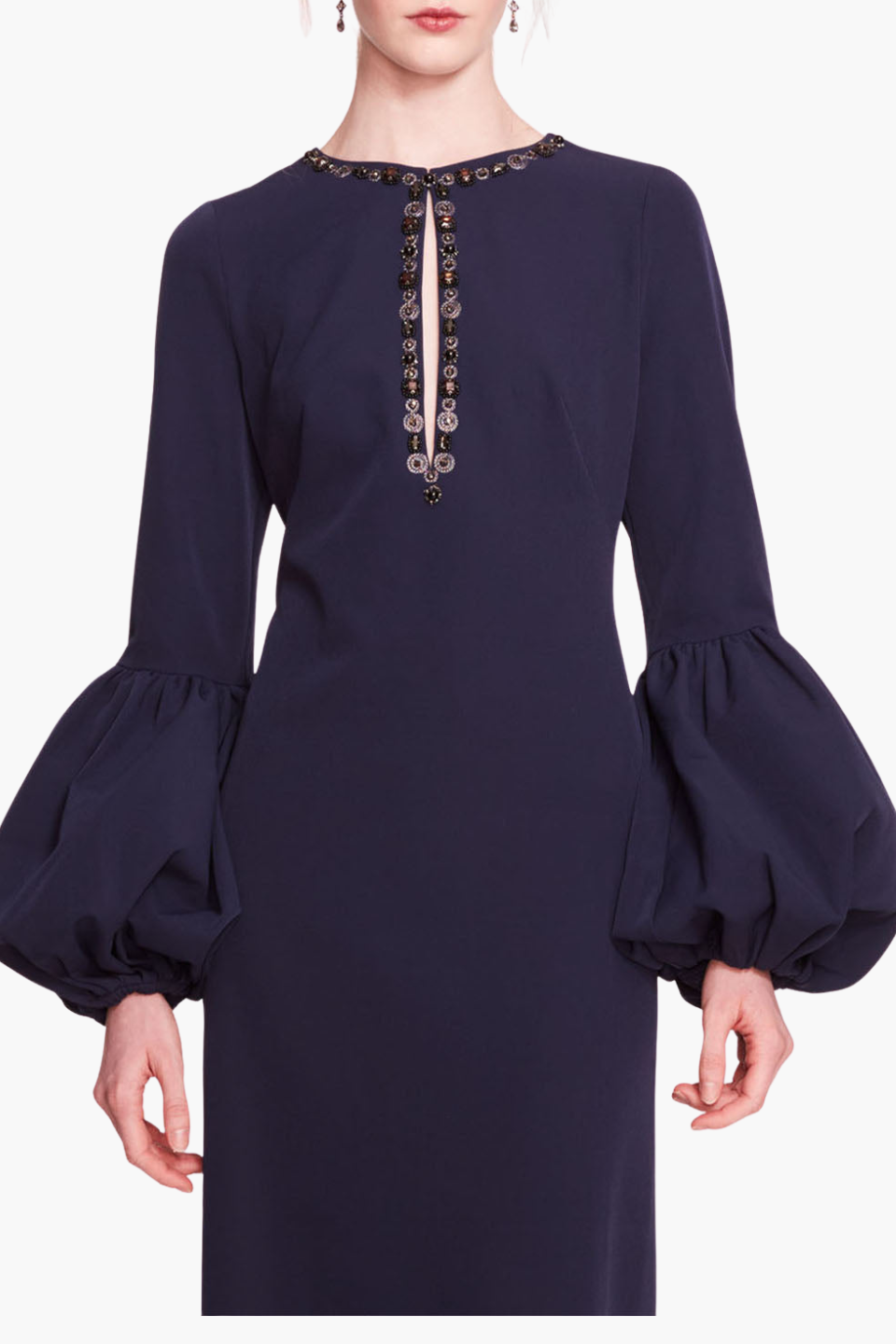 Puffed Sleeve Column Gown