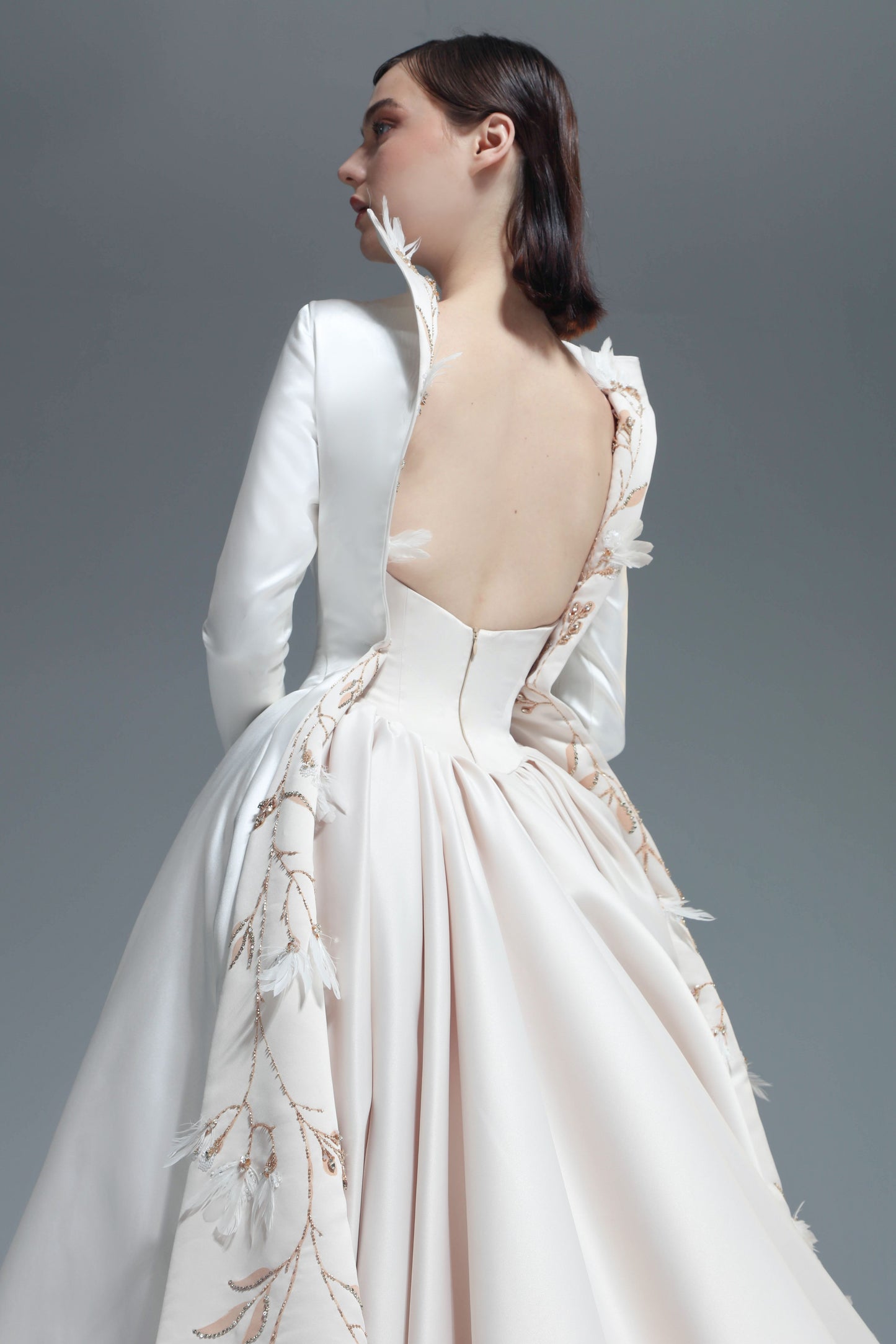 Long Sleeve Ball Gown with Overskirt