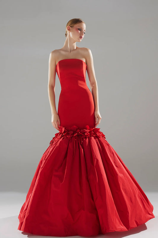 Structured Mikado Mermaid Gown with Wrap Accessory