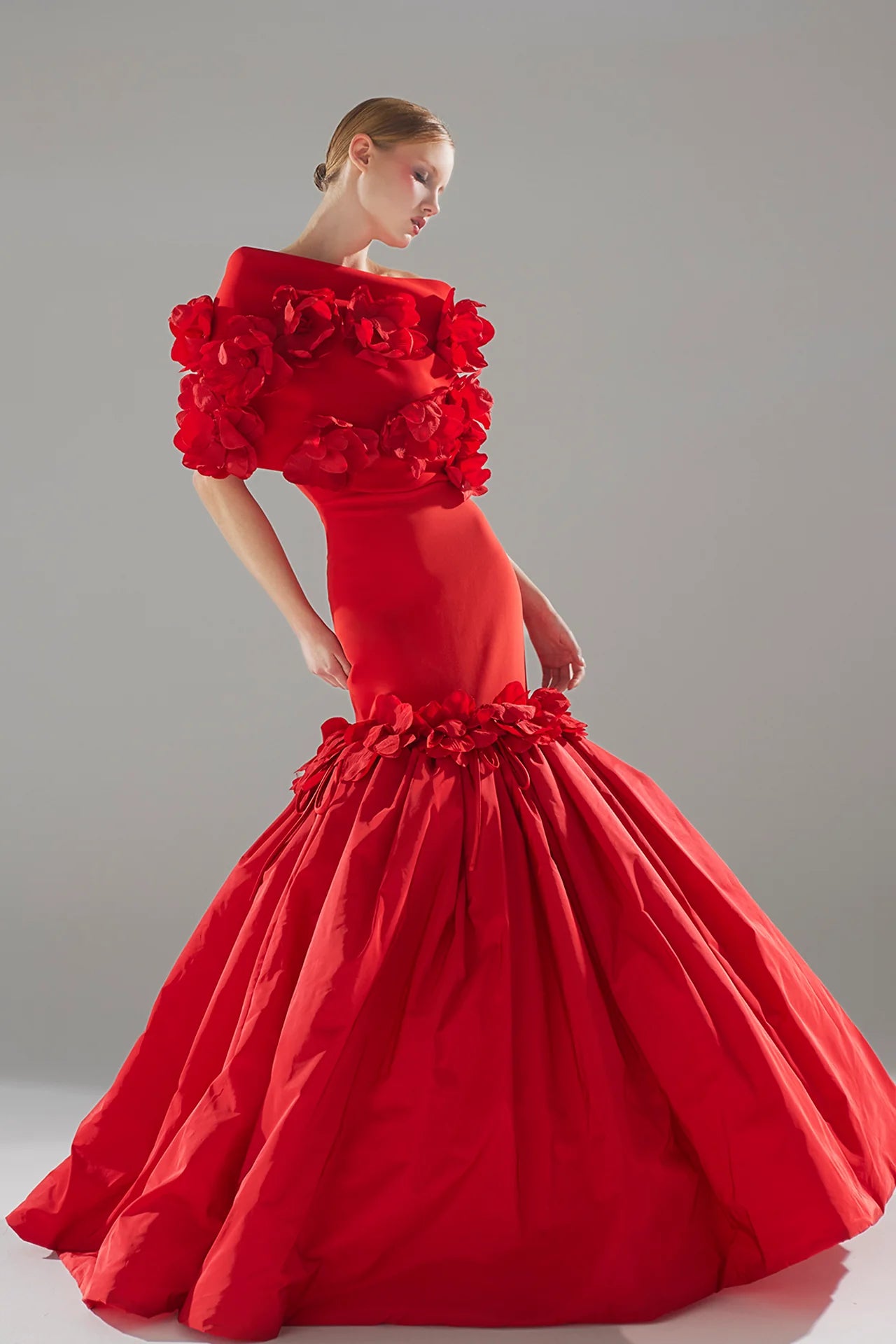 Structured Mikado Mermaid Gown with Wrap Accessory
