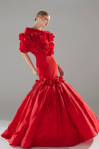 Structured Mikado Mermaid Gown with Wrap Accessory