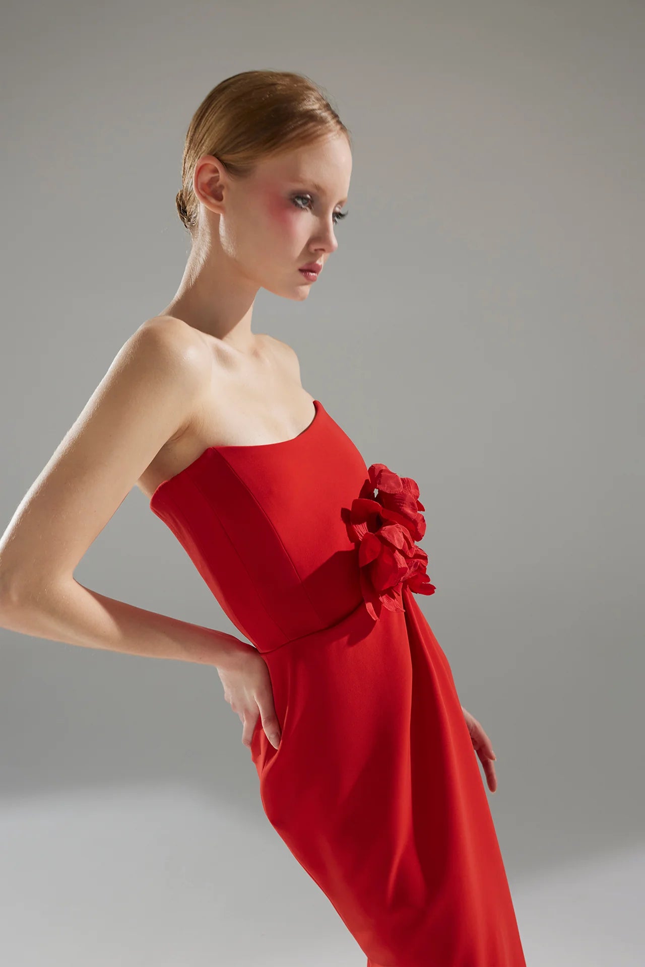 Strapless Crepe Gown with Wrap Accessory