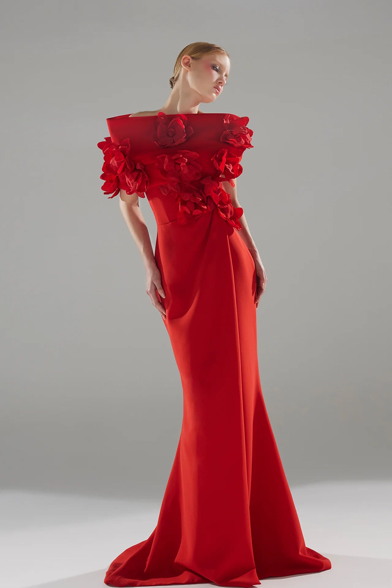 Strapless Crepe Gown with Wrap Accessory