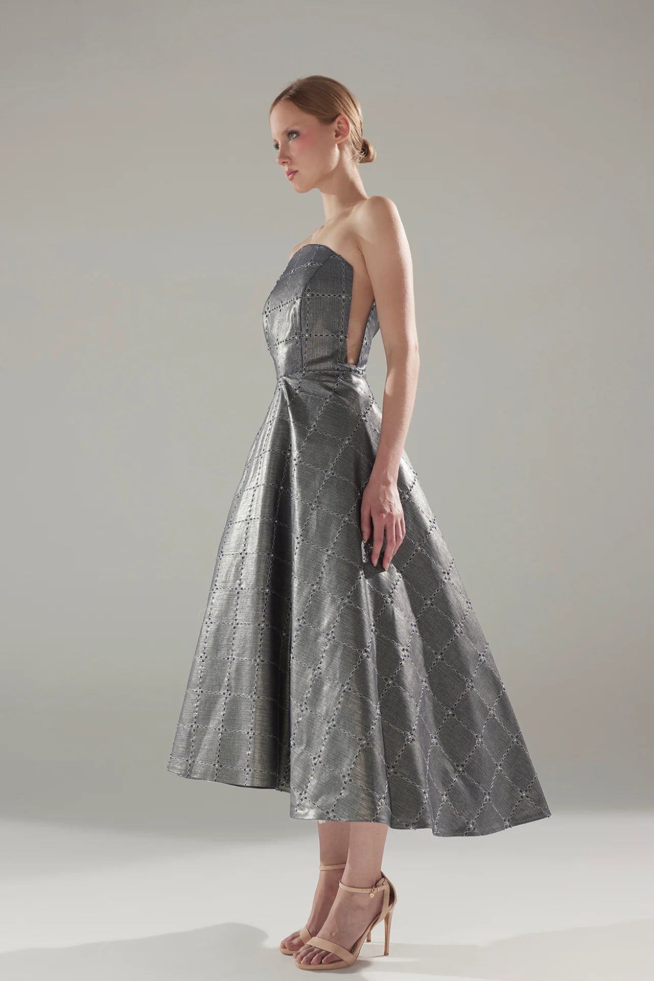 Metallic Jacquard Midi Dress