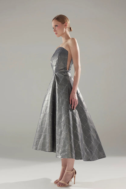 Metallic Jacquard Midi Dress