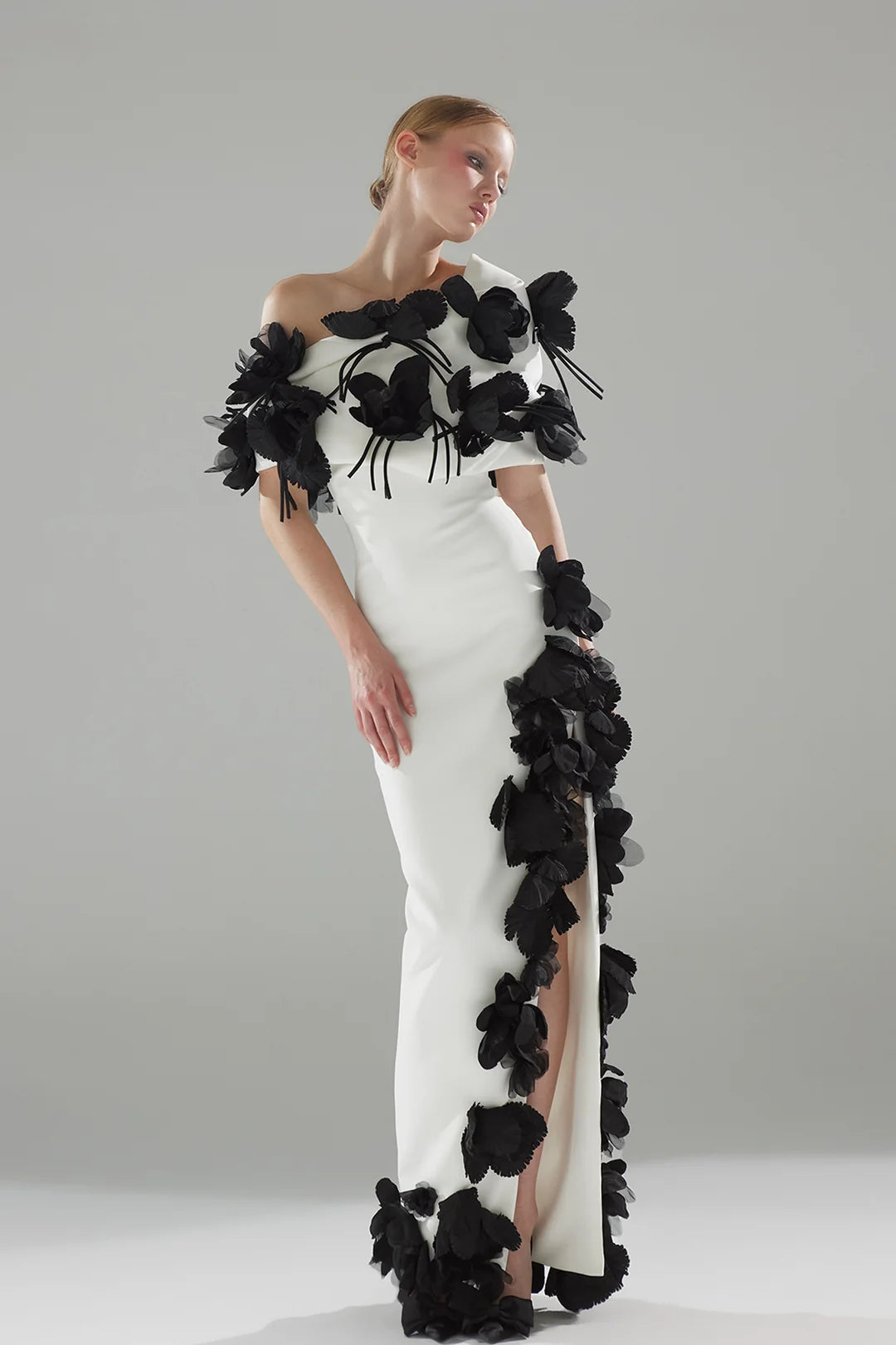3D Floral Appliqué Gown with Matching Accessory