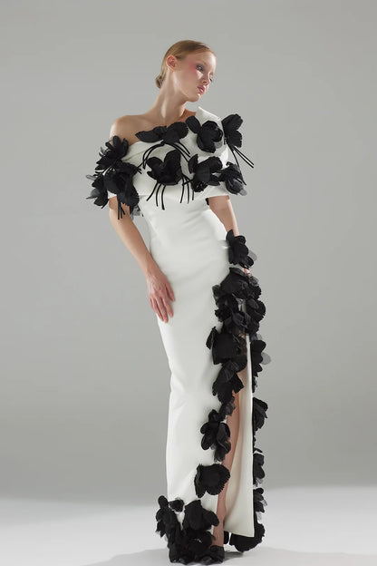 3D Floral Appliqué Gown with Matching Accessory