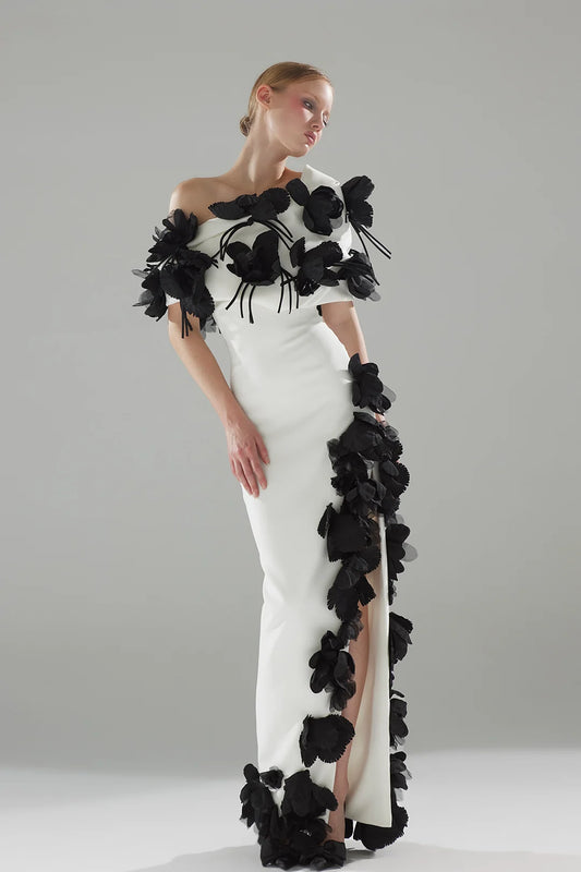 3D Floral Appliqué Gown with Matching Accessory