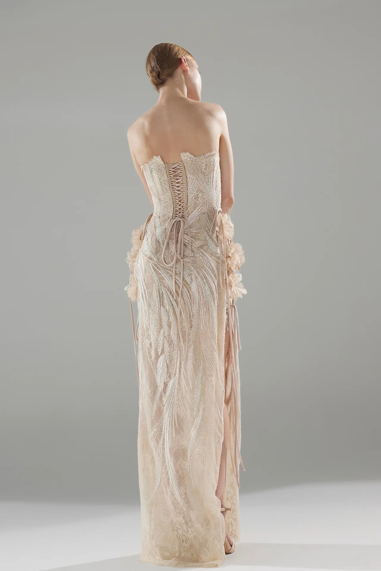 Beaded Embroidery Column Gown