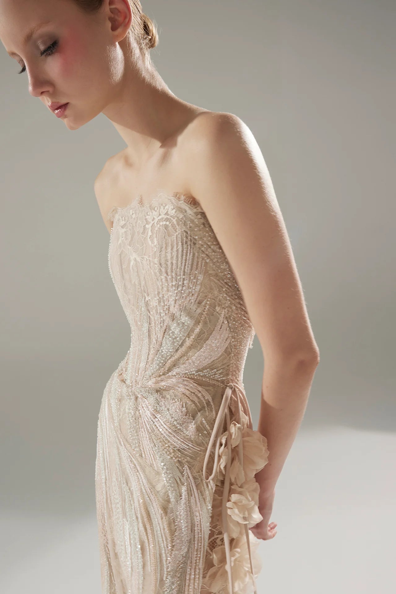 Beaded Embroidery Column Gown
