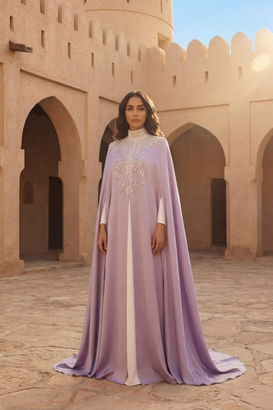 Embroidered Caped Sleeve Kaftan