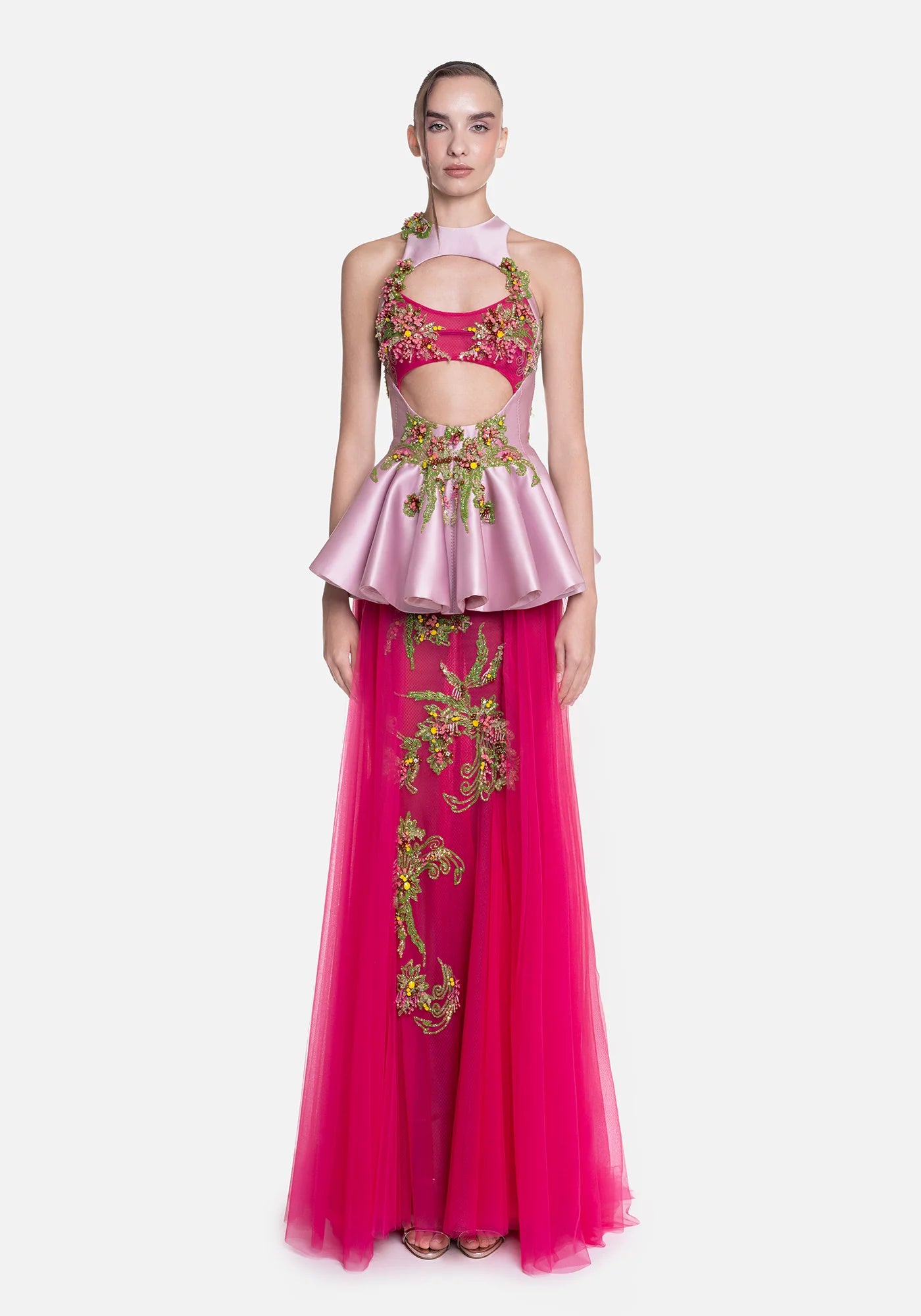 Sleeveless Two-Tone Gown