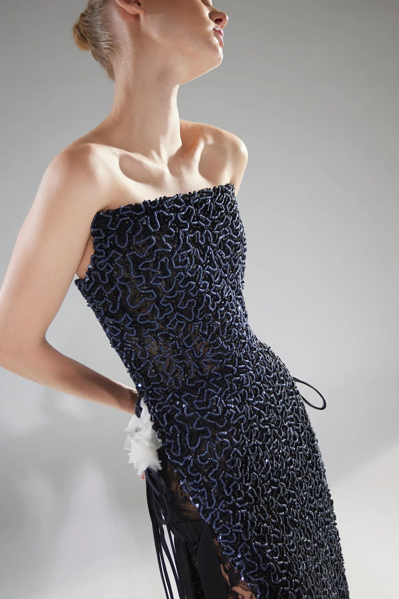 Abstract Embroidered Tulle Gown