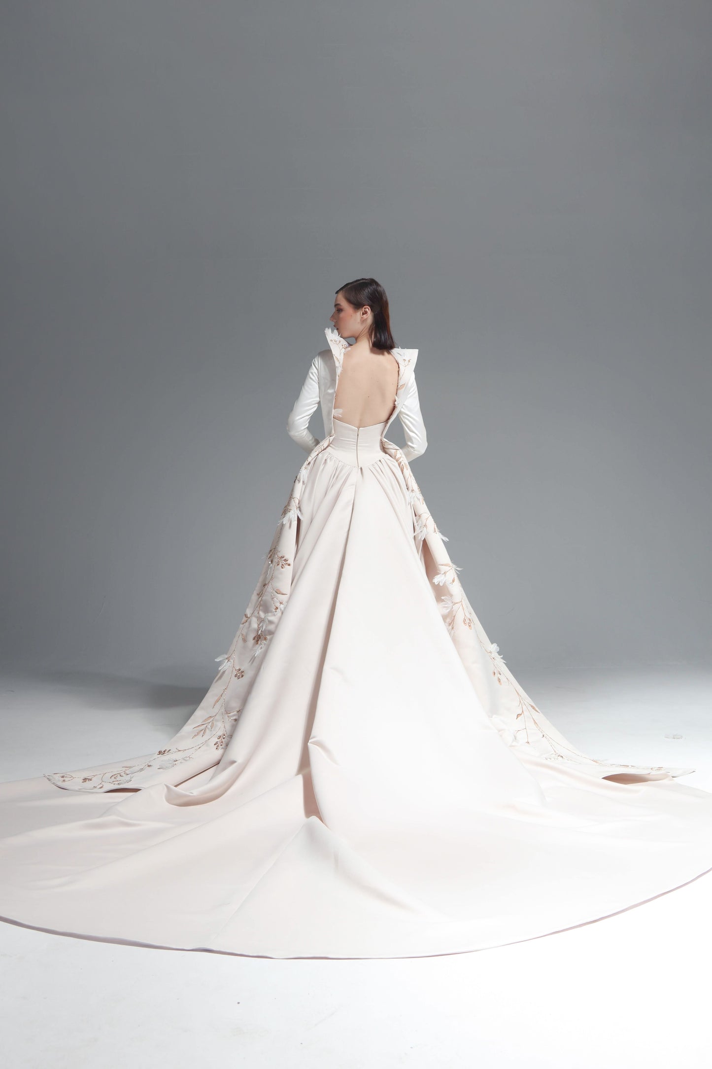 Long Sleeve Ball Gown with Overskirt