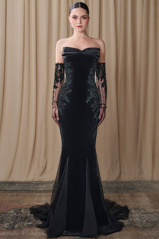 Velvet Bow Mermaid Gown