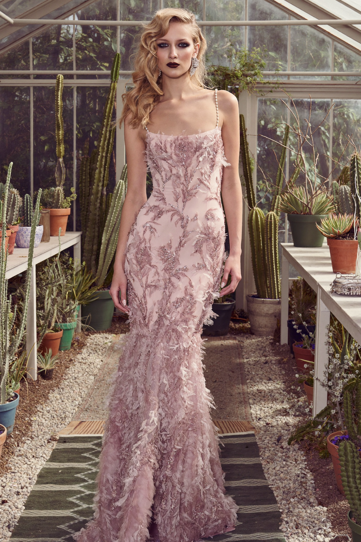 Blush Feather Mermaid Gown