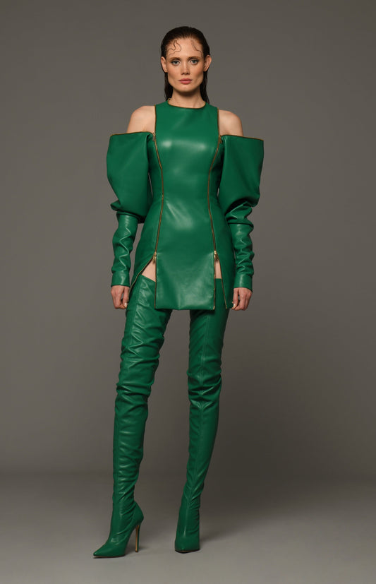 Long Sleeve Leather Dress