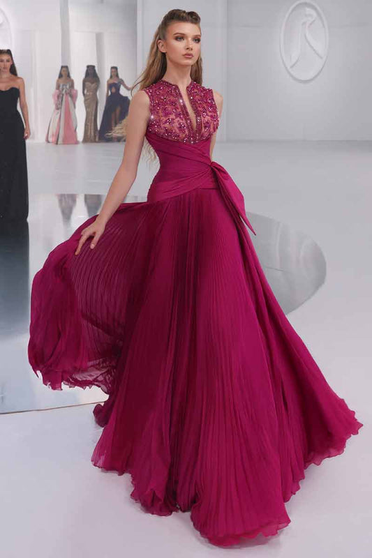 Sleeveless Fuchsia Gown