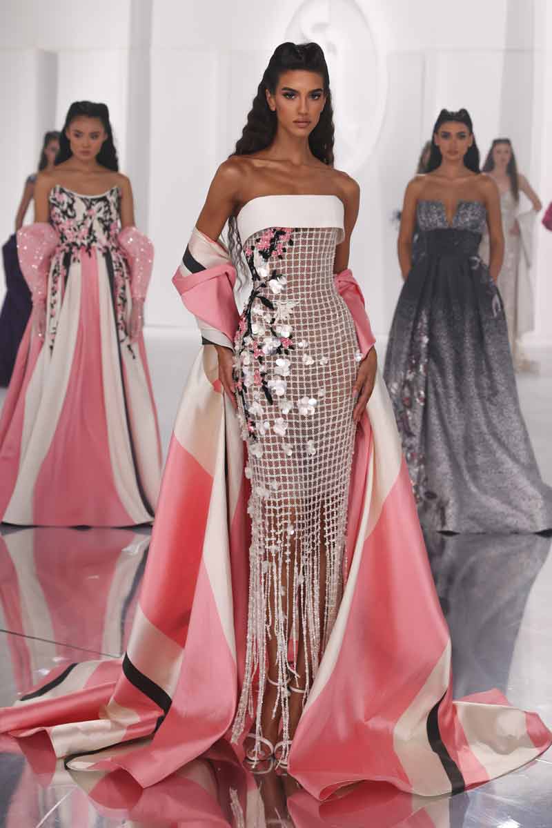 Strapless Applique Gown