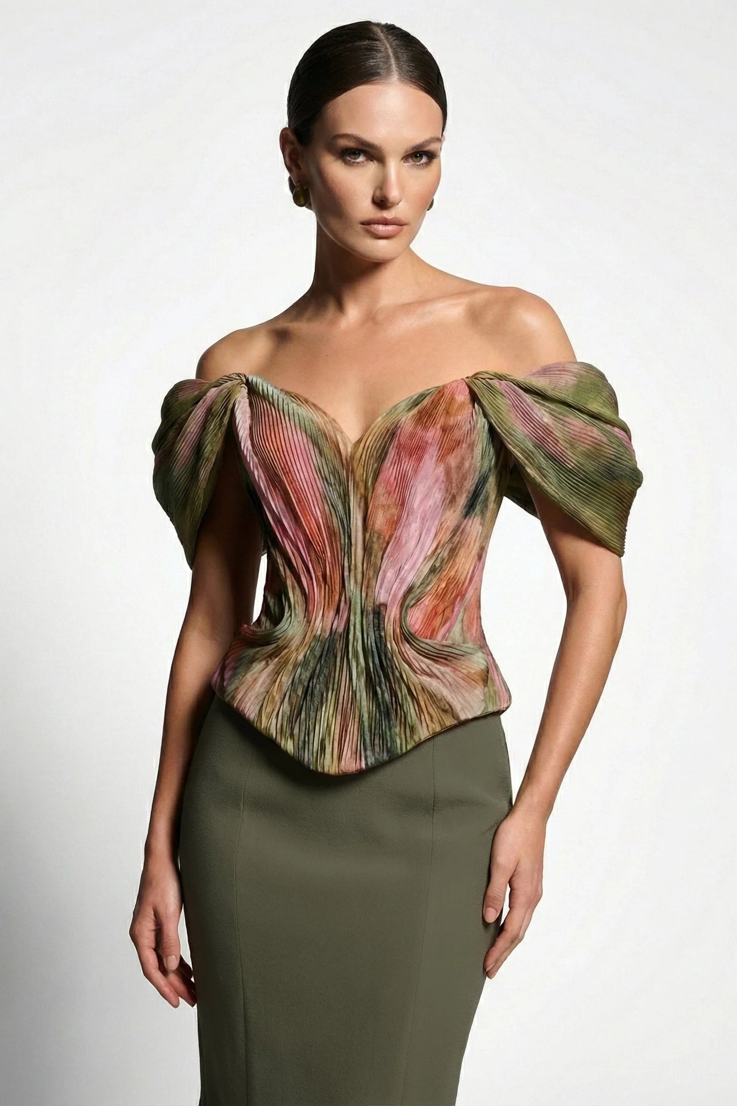 Multicolor Print Mermaid Gown