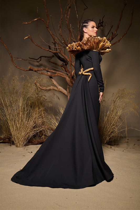 Gilded Fan Collar Gown