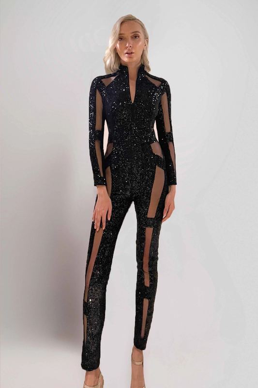 Embellished Long Sleeve Jumpsuit