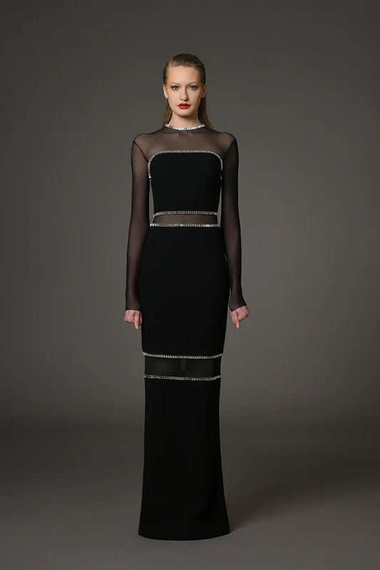 Long Sleeve Illusion Dress