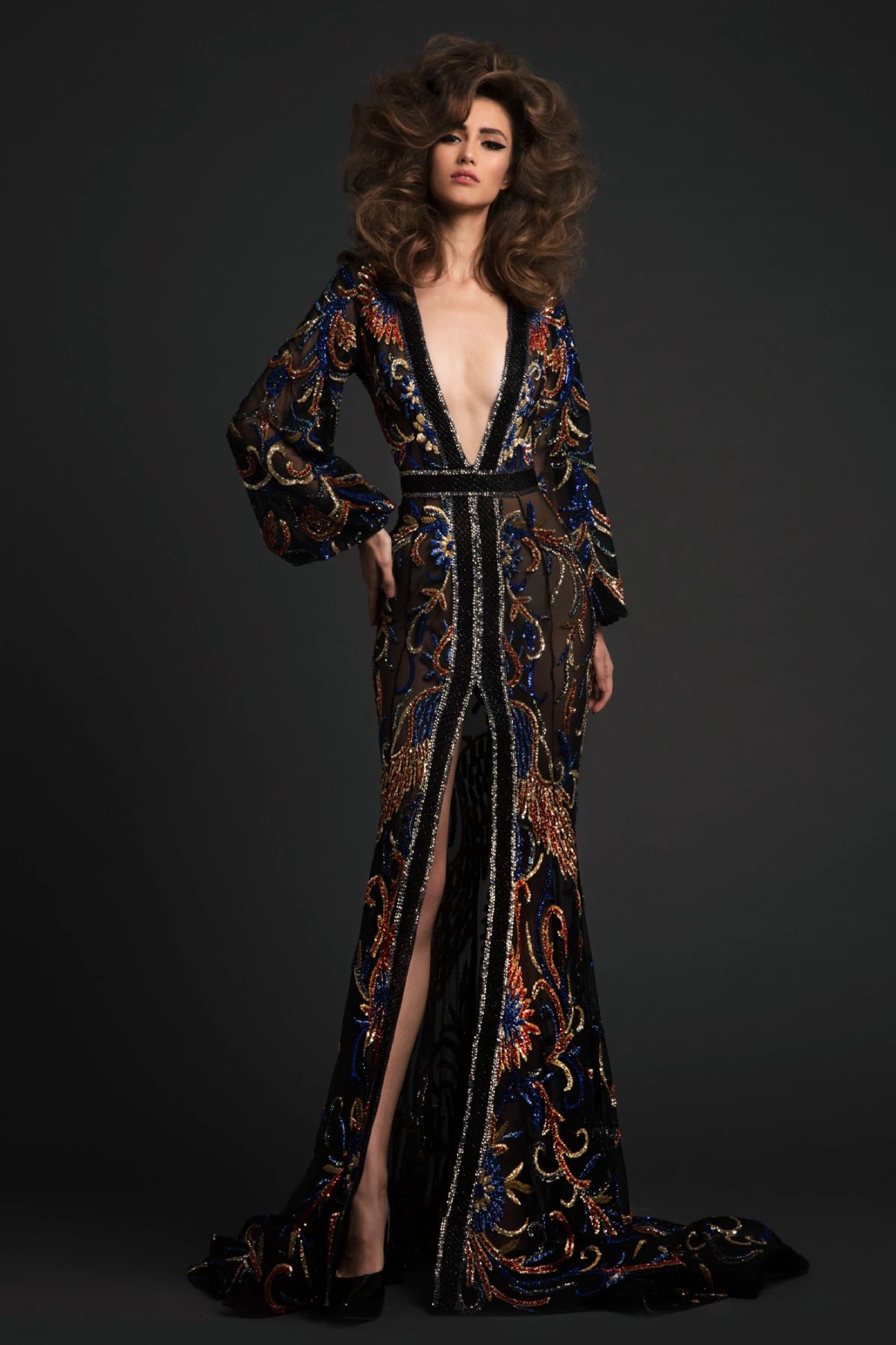 Long Sleeves Sequined Dress