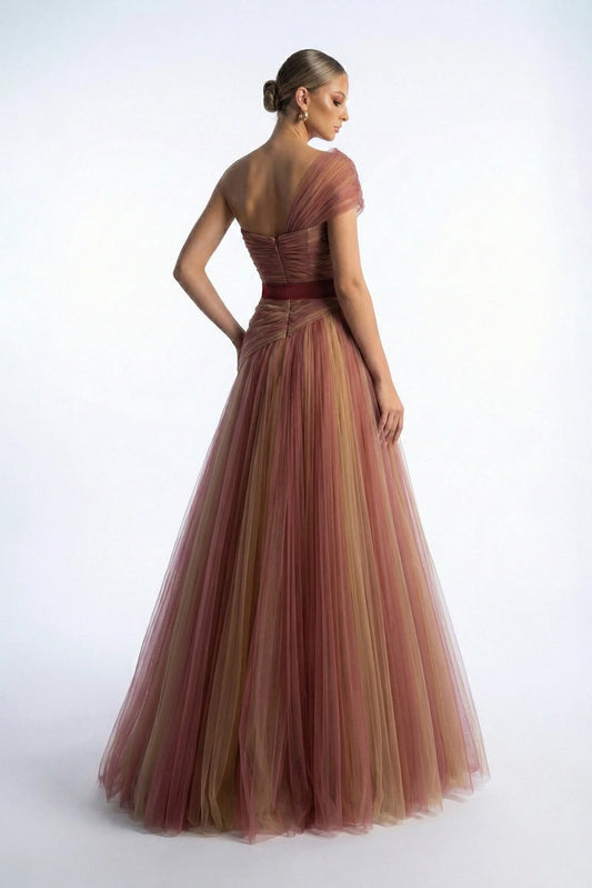 Gradient Tulle A-Line Gown