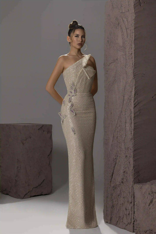 One-Shoulder Sequin Gown