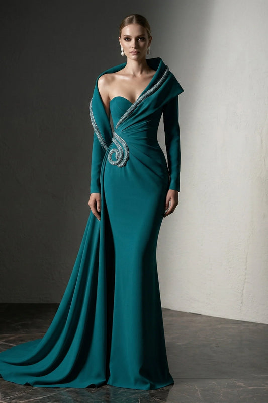 Long Sleeve Sweetheart Mermaid Gown