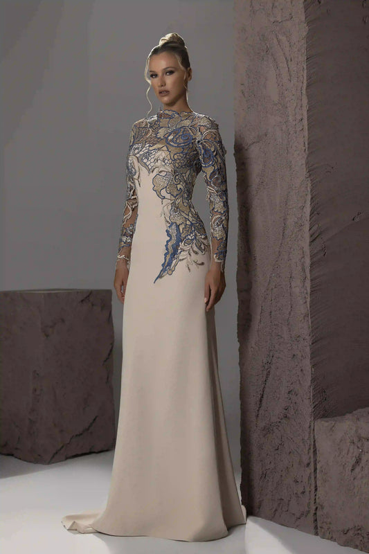 Lace Appliqué Mermaid Gown