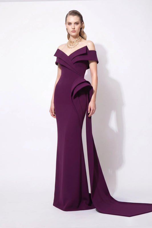 Off-Shoulder Sculpted Gown