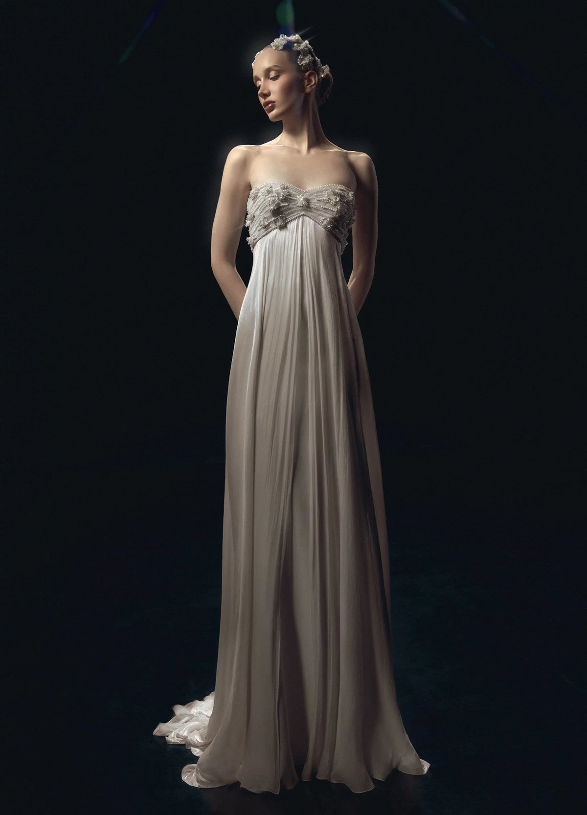 Strapless Pleated Gown