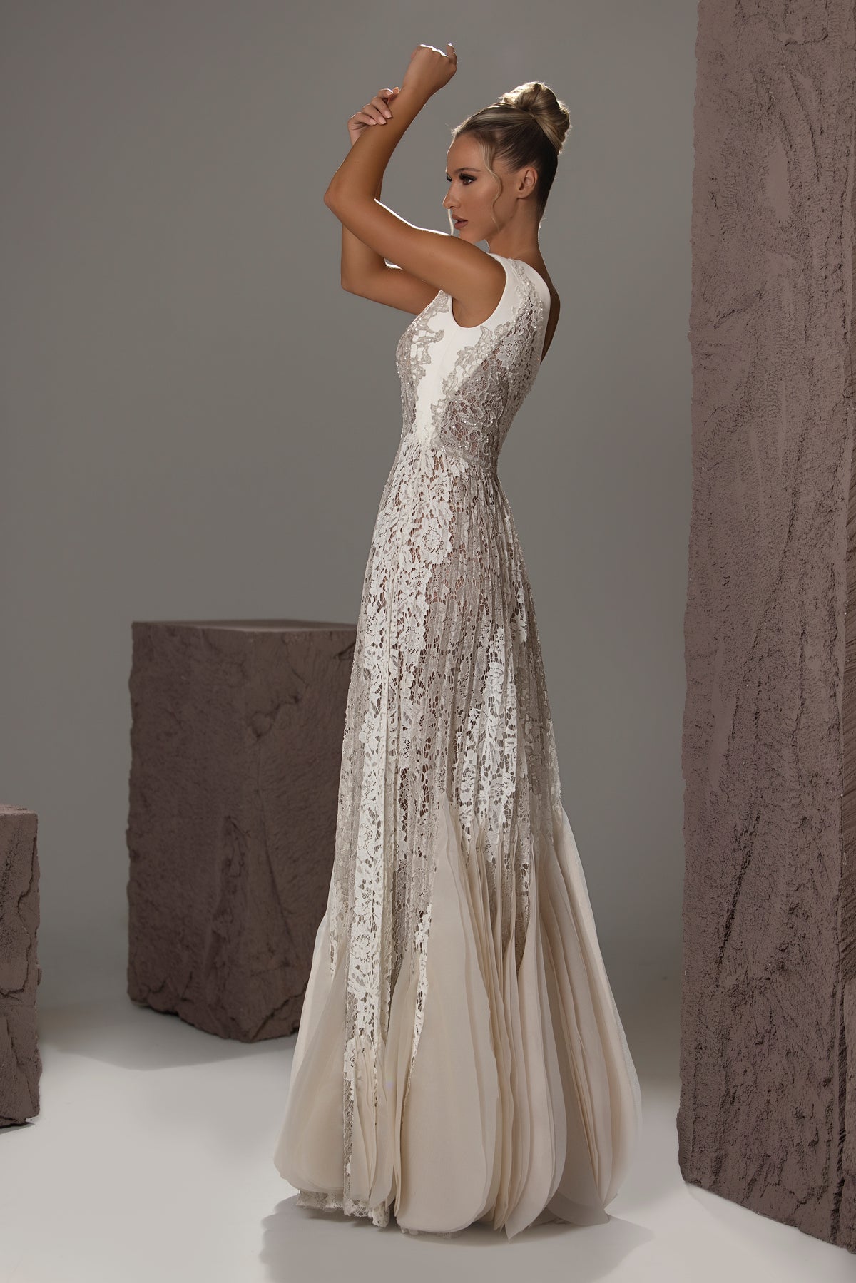 One-Shoulder Lace Gown