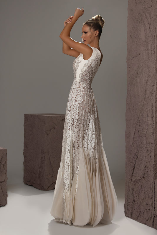 One-Shoulder Lace Gown