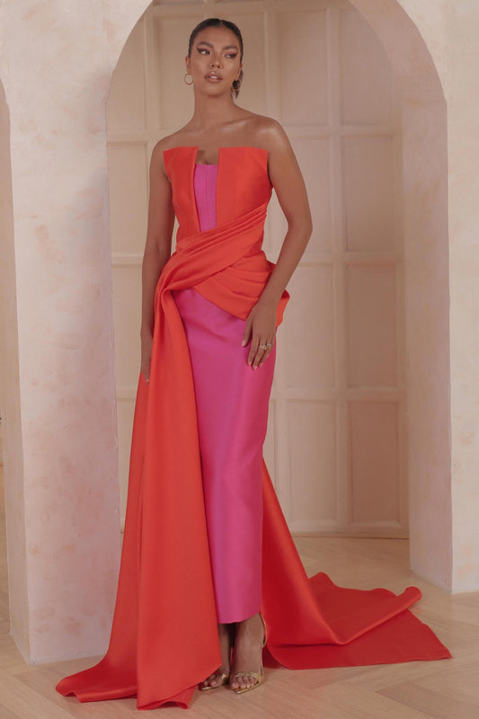 Two Toned Midi with Draping