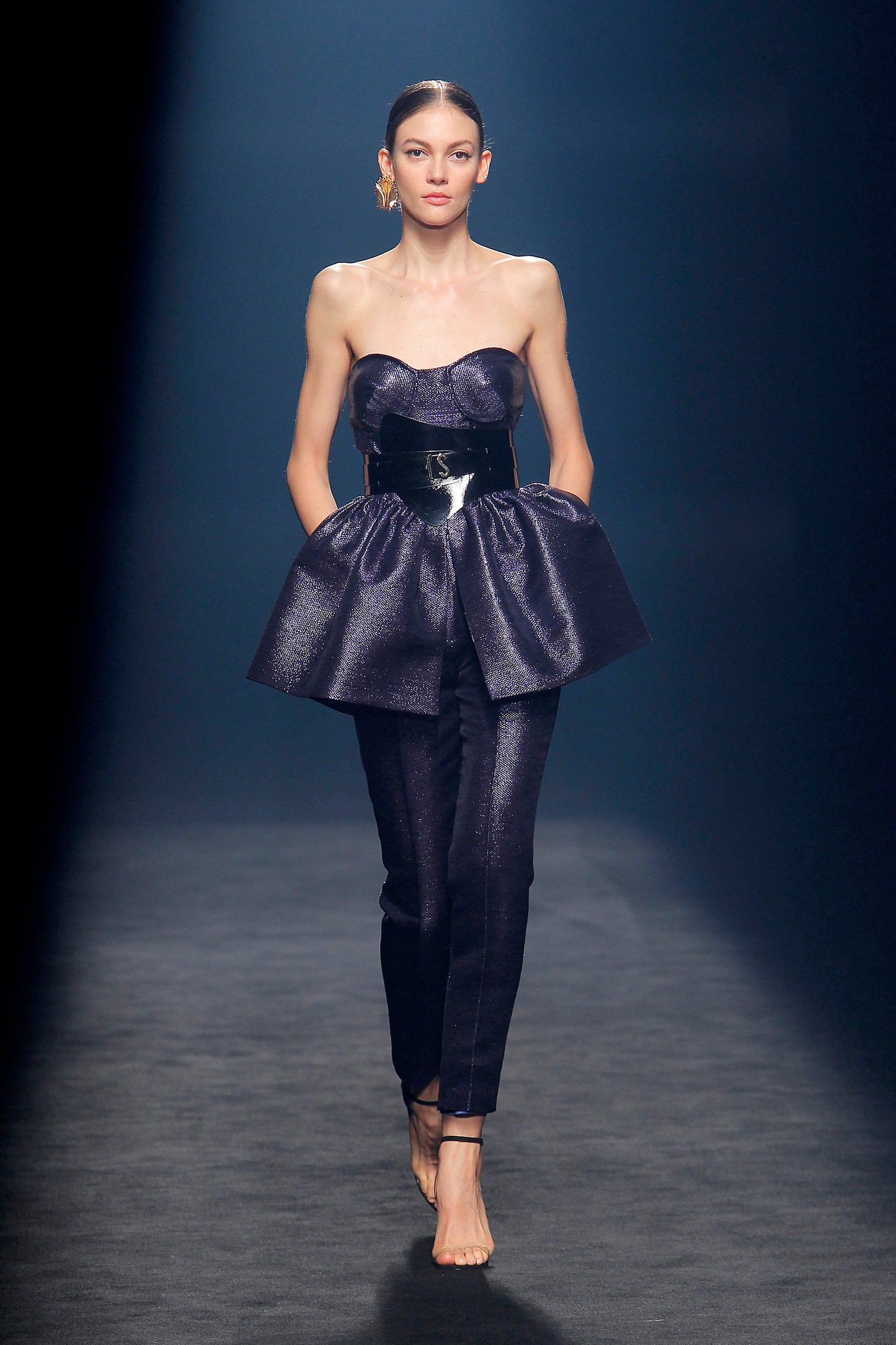 Caldogno Strapless Peplum Top and Trousers