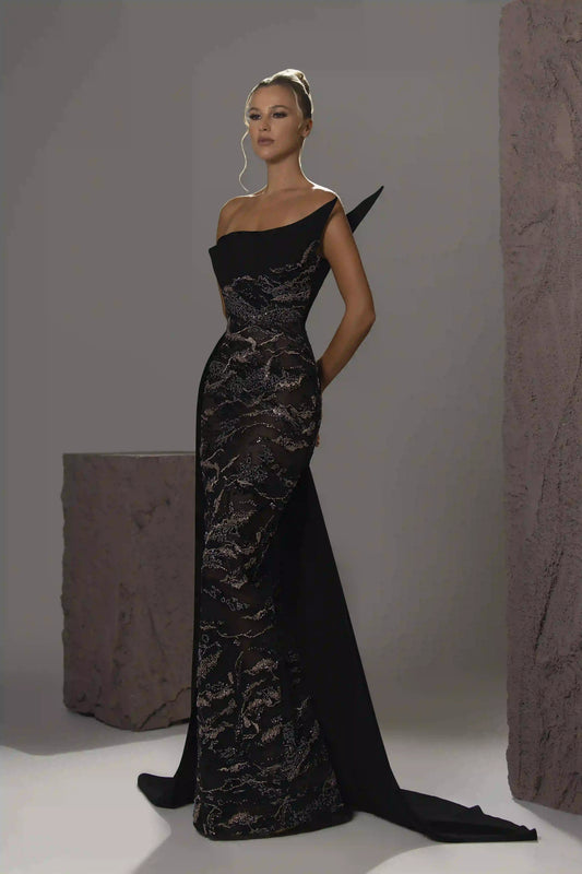 Strapless Beaded Overskirt Gown