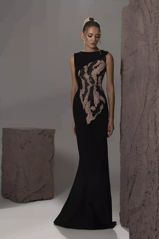 Floral Appliqué Mermaid Gown