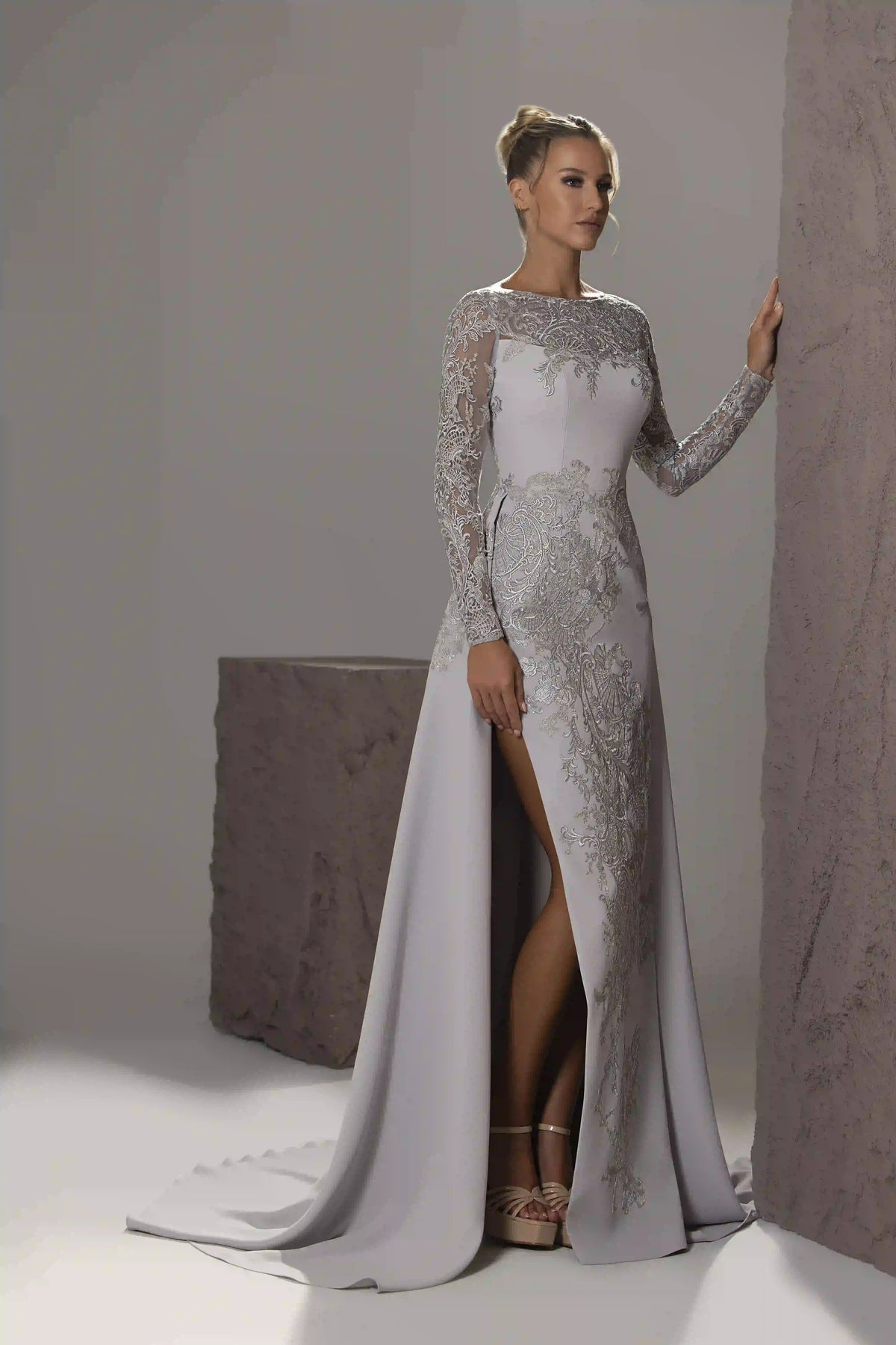 Lace Illusion Overskirt Gown