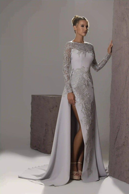 Lace Illusion Overskirt Gown